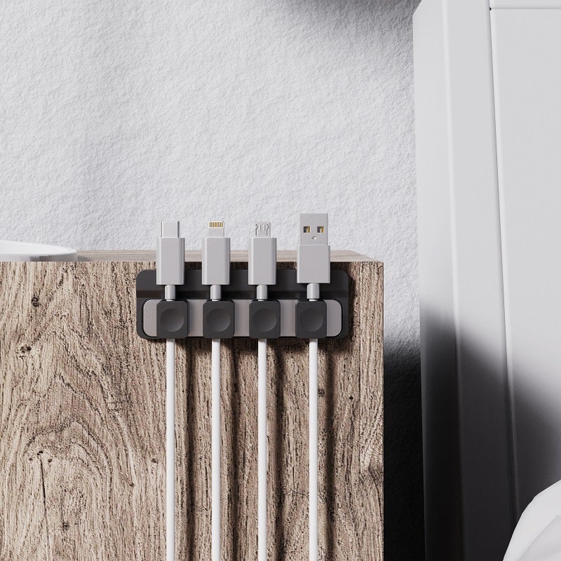 Data Line Magnetic Suction Clip Holder Desktop Nail-Free Self-Adhesive Buckle Cable Tie Storage Winder - Image 3