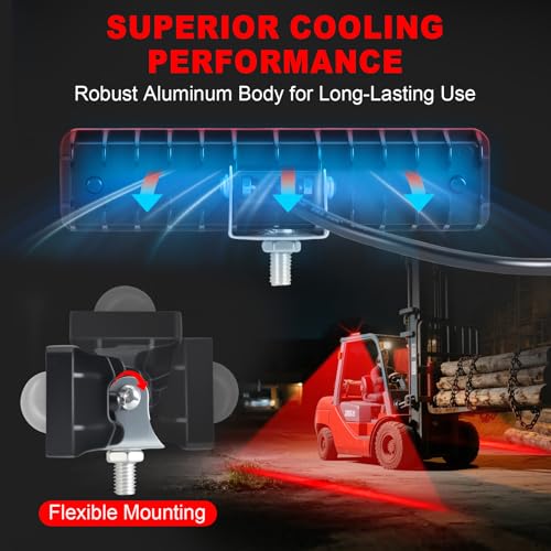 HSYFUNA LED Forklift Safety Light Red for AGV Automated Guided Vehicle, Forklift Truck, Industrial Lift, Warehouse Safety, IP67 Waterproof, Aluminum Housing (2PCS) - Image 3