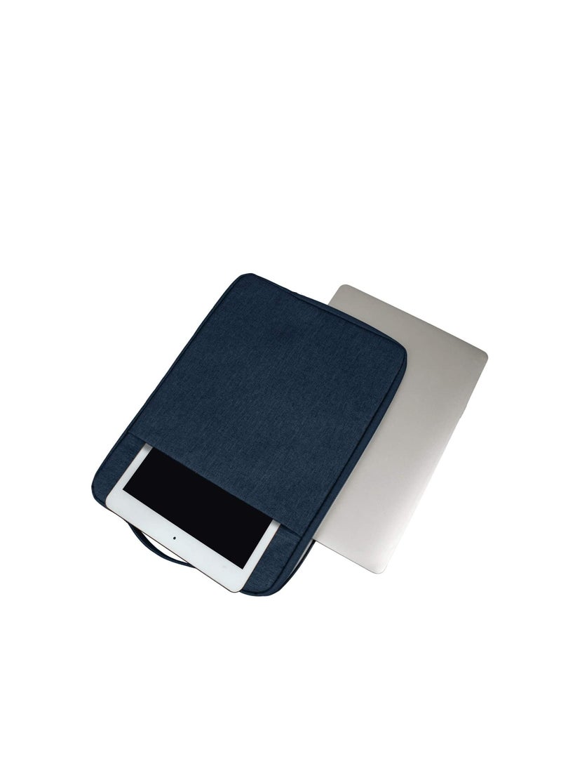 13-13.6 Inch Laptop Sleeve Compatible with M1 M2 MacBook Pro 14" A2442, 13.6" A2681, 13.3 Air Pro A2338 A2337 & Chromebook Notebook Briefcase Carrying Case with Handle Front Pocket Bag--Navy Blue  - Image 4