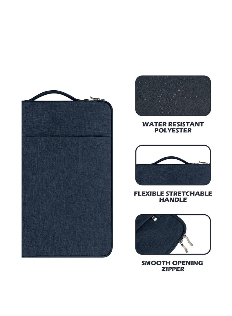 13-13.6 Inch Laptop Sleeve Compatible with M1 M2 MacBook Pro 14" A2442, 13.6" A2681, 13.3 Air Pro A2338 A2337 & Chromebook Notebook Briefcase Carrying Case with Handle Front Pocket Bag--Navy Blue  - Image 2
