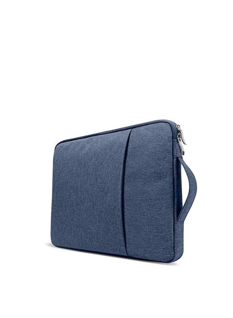13-13.6 Inch Laptop Sleeve Compatible with M1 M2 MacBook Pro 14" A2442, 13.6" A2681, 13.3 Air Pro A2338 A2337 & Chromebook Notebook Briefcase Carrying Case with Handle Front Pocket Bag--Navy Blue  - Image 1