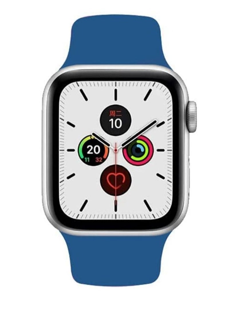 Sports Band for Apple Watch 42mm 44mm 45mm Soft Silicone Replacement Wrist Strap for iWatch Series 7/SE/6/5/4/3/2/1 (Denim Blue)