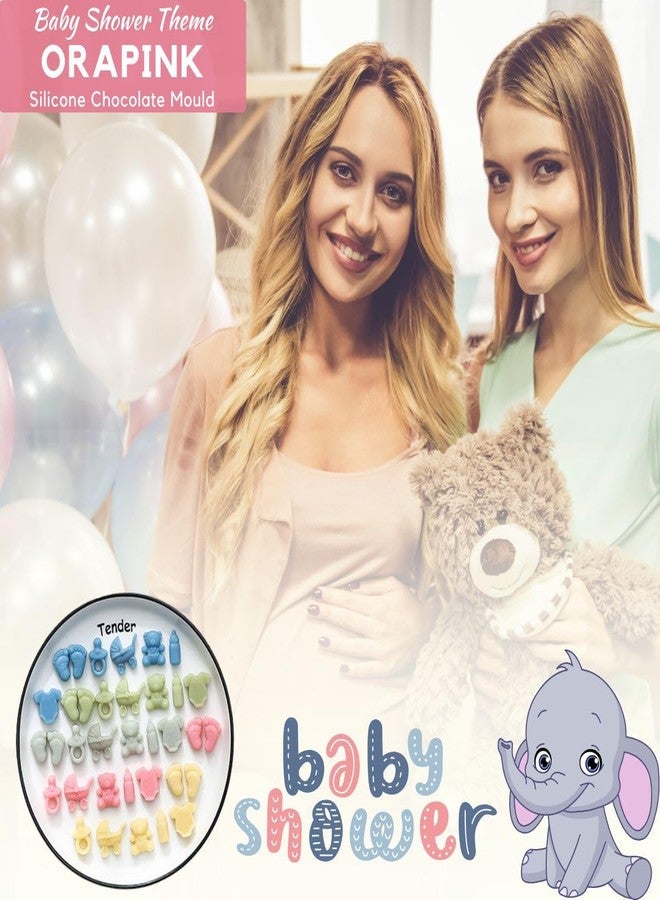 Orapink 1 Piece Baby Shower Theme Mini Silicone Chocolate Molds Footprints, Pacifier, Stroller, Teddy Bear, Bottle and Onesie Shape 3D Chocolate Candy Moulds for Baby Shower,Birthday - Image 5