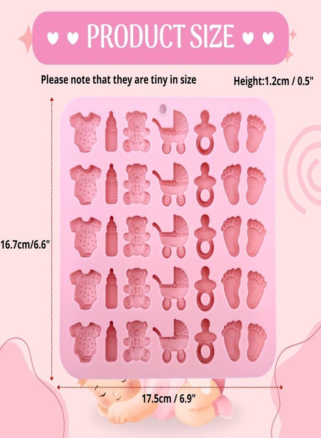Orapink 1 Piece Baby Shower Theme Mini Silicone Chocolate Molds Footprints, Pacifier, Stroller, Teddy Bear, Bottle and Onesie Shape 3D Chocolate Candy Moulds for Baby Shower,Birthday - Image 4