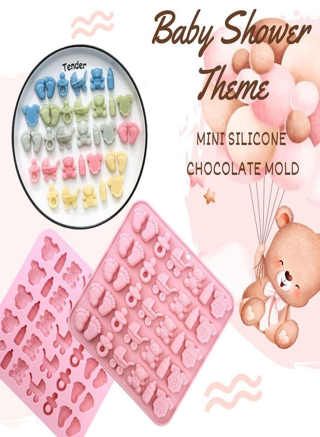 Orapink 1 Piece Baby Shower Theme Mini Silicone Chocolate Molds Footprints, Pacifier, Stroller, Teddy Bear, Bottle and Onesie Shape 3D Chocolate Candy Moulds for Baby Shower,Birthday - Image 3