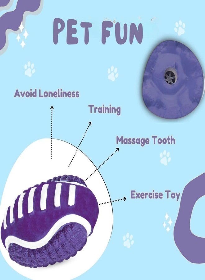 PET FUN لعبة مضغ متينة للكلاب من المطاط من بيت فن - تصميم كرة قدم محكم مناسب للكلاب الصغيرة والمتوسطة - تصدر صوتاً عند الضغط عليها، قابلة للارتداد وغير سامة - لعبة لعب للحيوانات الأليفة للاستخدام الداخلي والخارجي - بنفسجي (قد يختلف اللون) - Image 4