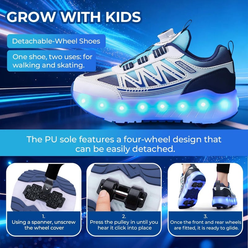 WEKOTEE Kids Roller Skate Shoes with LED Light - 4 Wheels Fashion Sneakers for Boys and Girls - Image 3