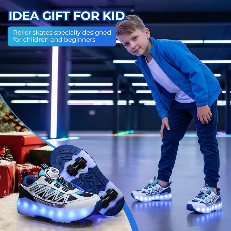 WEKOTEE Kids Roller Skate Shoes with LED Light - 4 Wheels Fashion Sneakers for Boys and Girls - Image 5