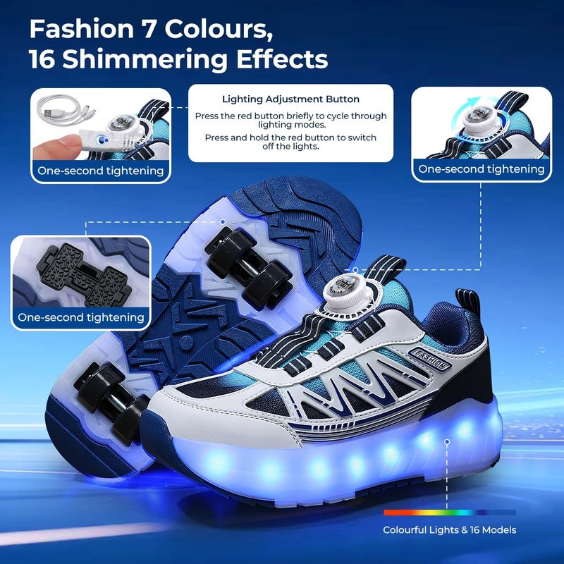 WEKOTEE Kids Roller Skate Shoes with LED Light - 4 Wheels Fashion Sneakers for Boys and Girls - Image 4