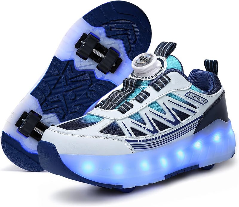 WEKOTEE Kids Roller Skate Shoes with LED Light - 4 Wheels Fashion Sneakers for Boys and Girls - Image 1