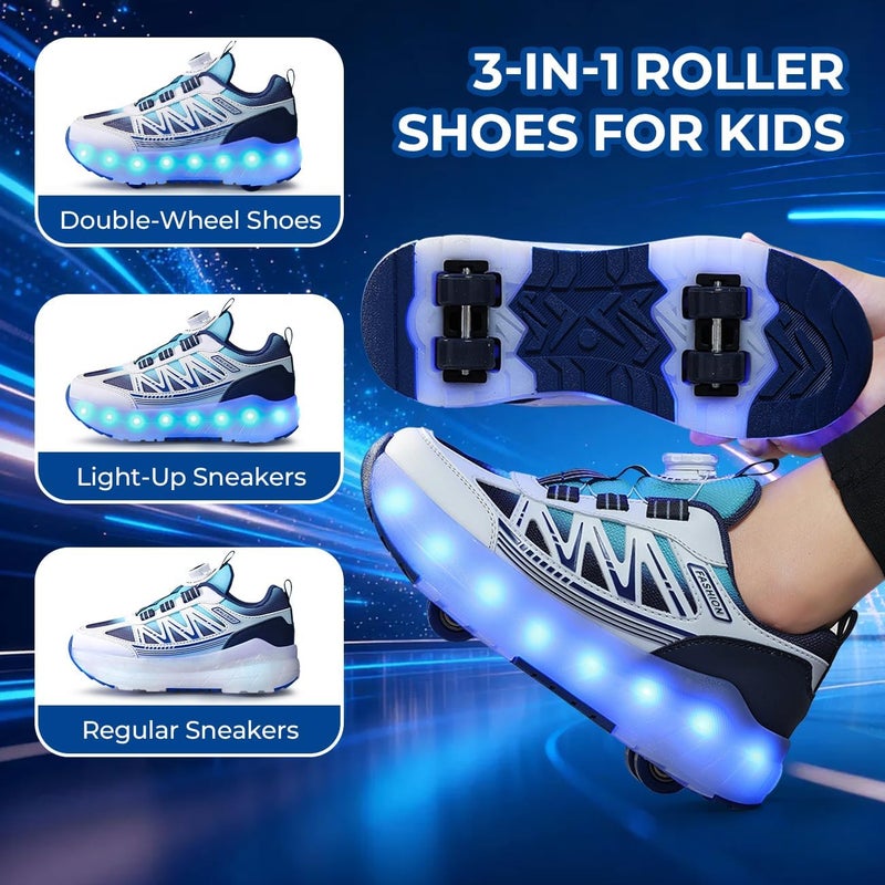 WEKOTEE Kids Roller Skate Shoes with LED Light - 4 Wheels Fashion Sneakers for Boys and Girls - Image 2