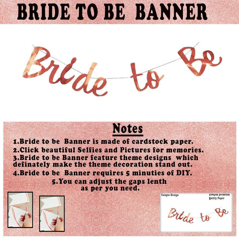 Party Propz Party Propz Bride to Be Decoration Set Combo Huge 14 Pcs Rose Gold Bridal Shower Decorations Kit Bachelorette Party Decorations Items Bride to Be Banner Cardstock Rose Gold Foil Curtains - Image 4