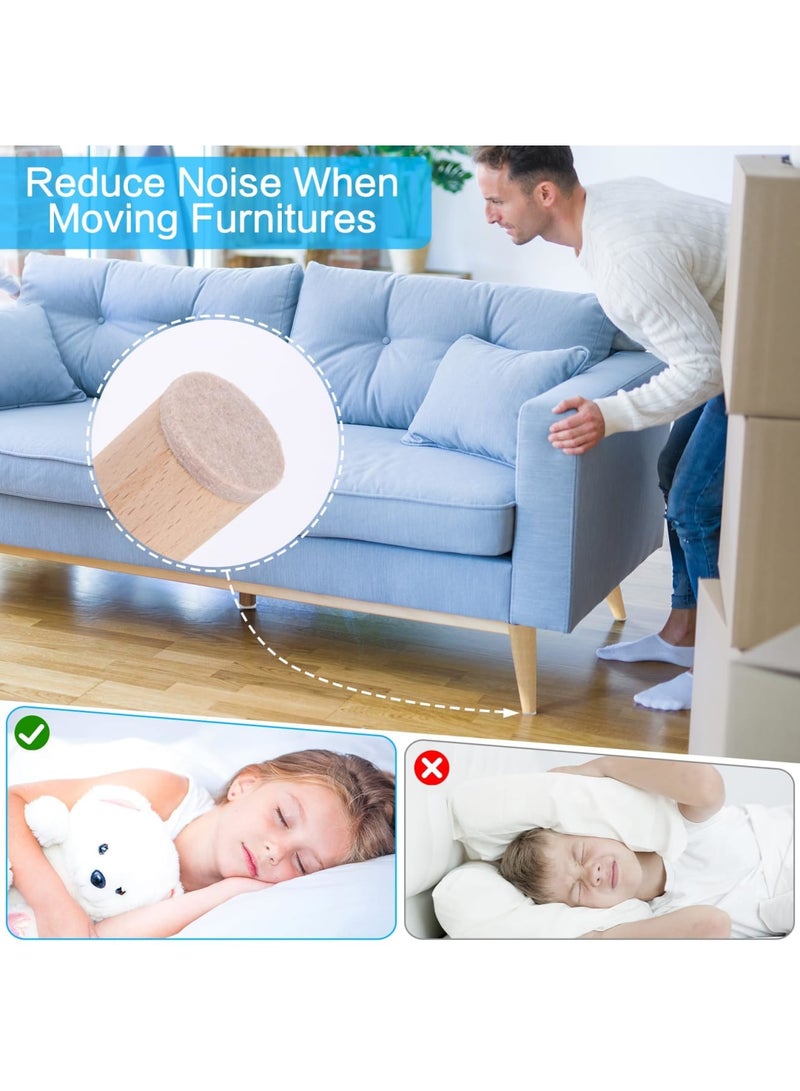 Barakah 144-Pack Beige Felt Furniture Pads 22mm - 5mm Thick Self-Adhesive Chair Leg Covers for Hardwood Floor Protection, Non-Slip Furniture Feet Protectors for Chairs and Tables - Image 3