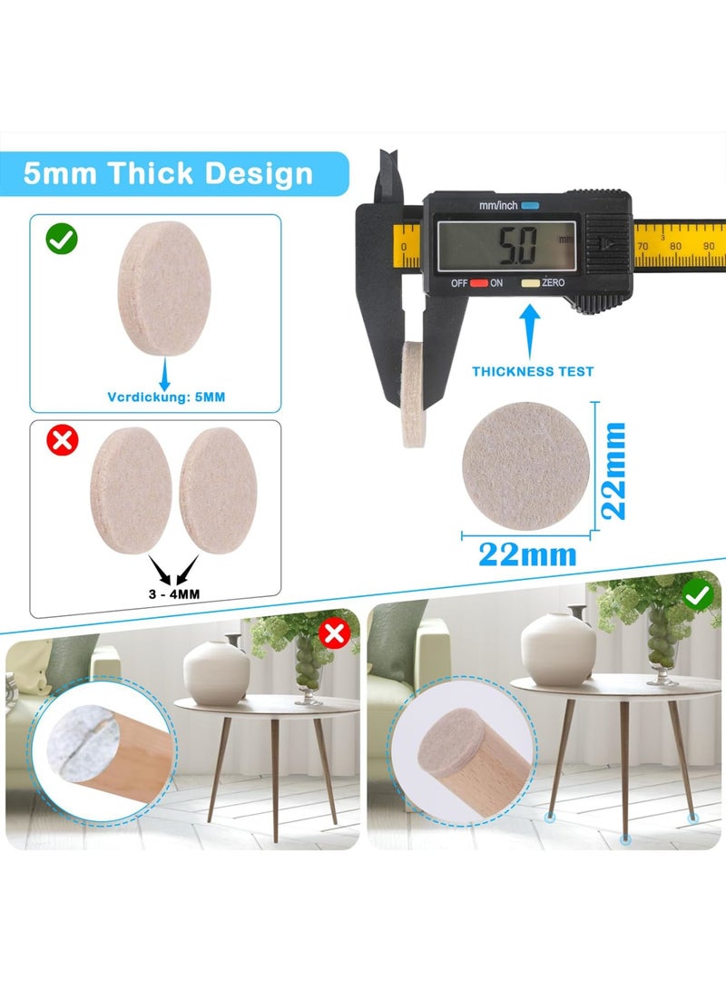 Barakah 144-Pack Beige Felt Furniture Pads 22mm - 5mm Thick Self-Adhesive Chair Leg Covers for Hardwood Floor Protection, Non-Slip Furniture Feet Protectors for Chairs and Tables - Image 2