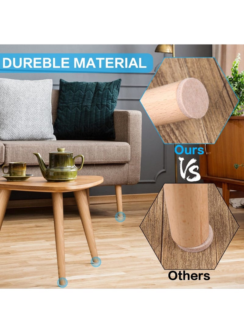 Barakah 144-Pack Beige Felt Furniture Pads 22mm - 5mm Thick Self-Adhesive Chair Leg Covers for Hardwood Floor Protection, Non-Slip Furniture Feet Protectors for Chairs and Tables - Image 4