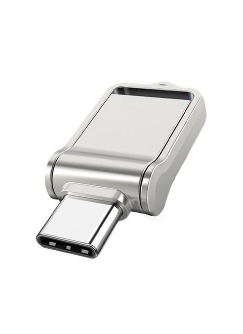 128GB USB 2.0 + Type-C/USB-C High Speed Mini Computer and Phone Dual-purpose Rotary U Disk(Silver)