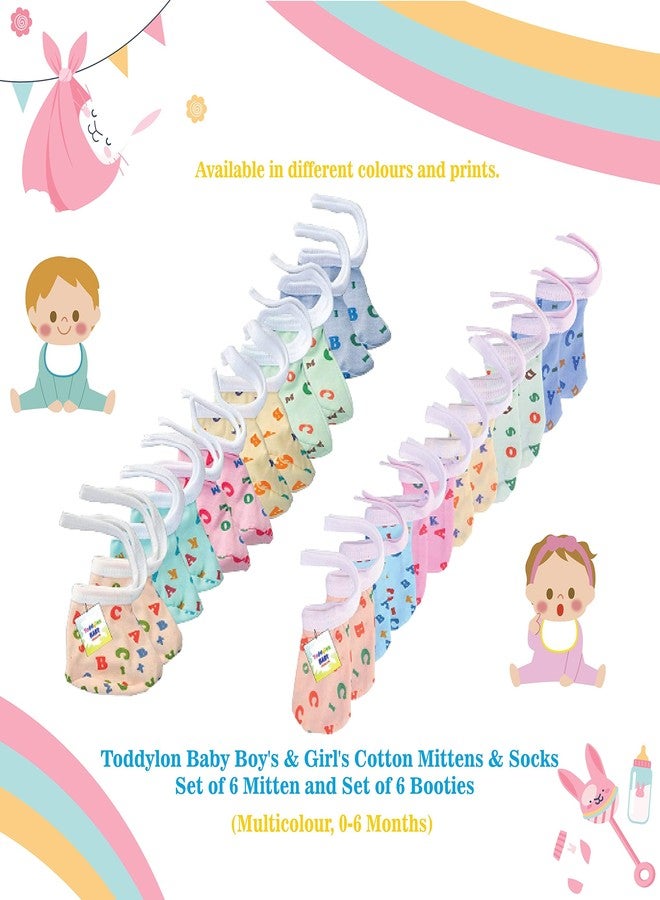 Toddylon طقم قفازات وأحذية تويديولون للأطفال | ملابس حديثي الولادة | قفازات يد | جورب | أساور | قطن | مجموعة | منتجات الرضع (متعدد الألوان، 0-6 أشهر) - Image 2