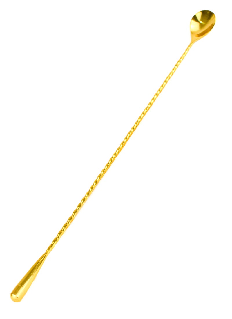 BarPros BarPros 40cm Teardrop Tip Mixing Spoon, Gold-Plated Stainless Steel Cocktail Stirring Spoon, Professional Bartender Tool  - Image 1