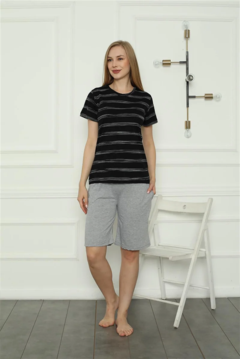 اكبينيز Women's Combed Cotton Pajama Set with Shorts 4162