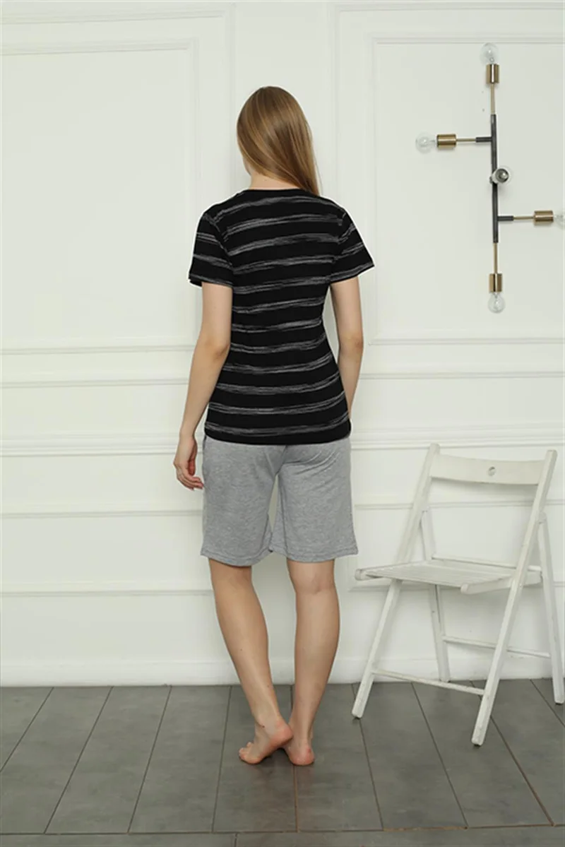 اكبينيز Women's Combed Cotton Pajama Set with Shorts 4162