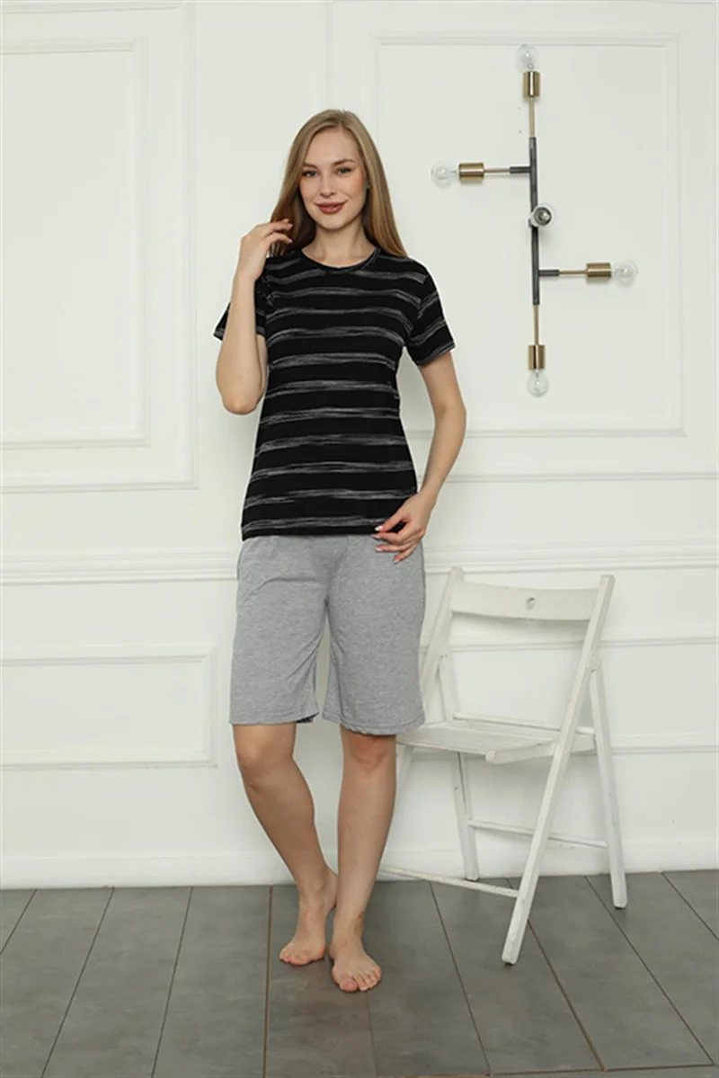 اكبينيز Women's Combed Cotton Pajama Set with Shorts 4162