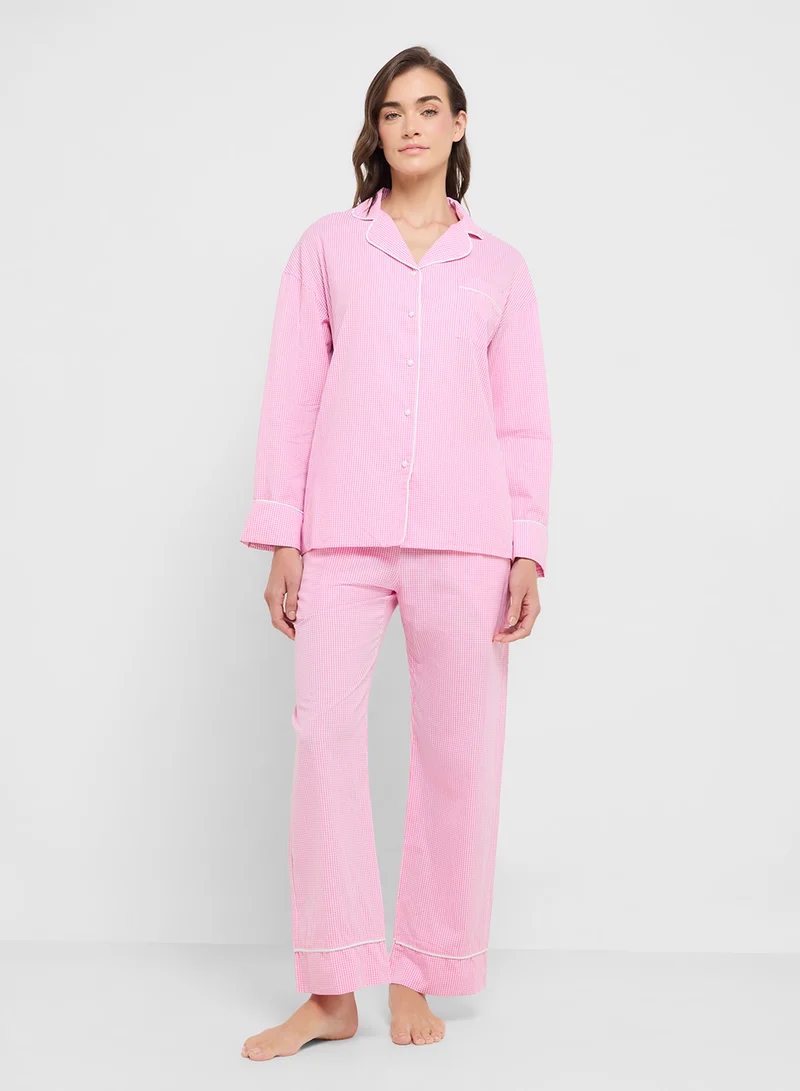 ايلا Button Down Top & Pant Pyjama Set