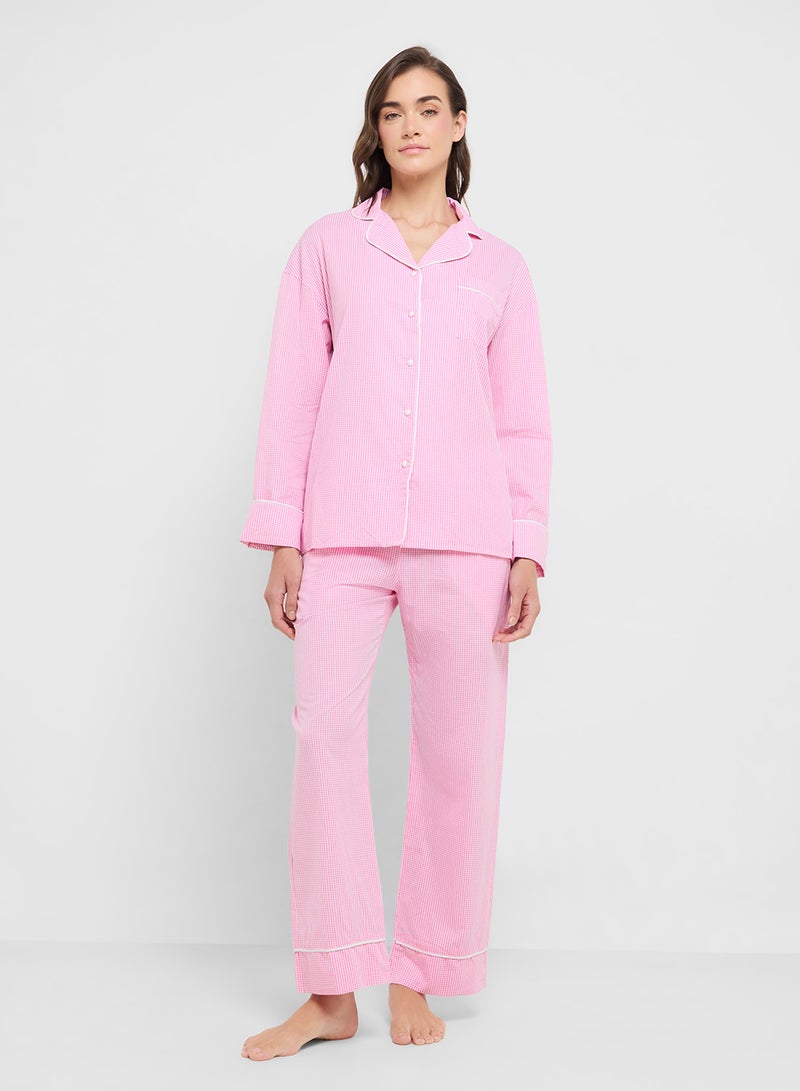 ايلا طقم بيجامة بلوزة وبنطلون بأزرار - Image 1