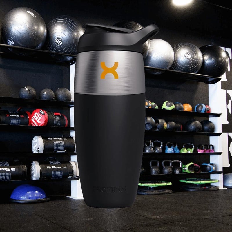Promixx Pursuit Shaker Bottle - Single Wall Stainless Steel Protein Shaker Bottle, Super Smooth Shakes, 950 ml, Black - Image 2