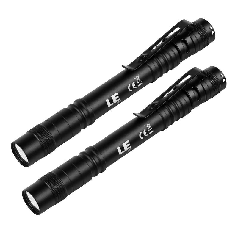 LE LED Pen Flashlights Lightweight Mini Waterproof Pocket Flashlight with Clip 2 Pack Small Flashlights for Inspection Work Emergency