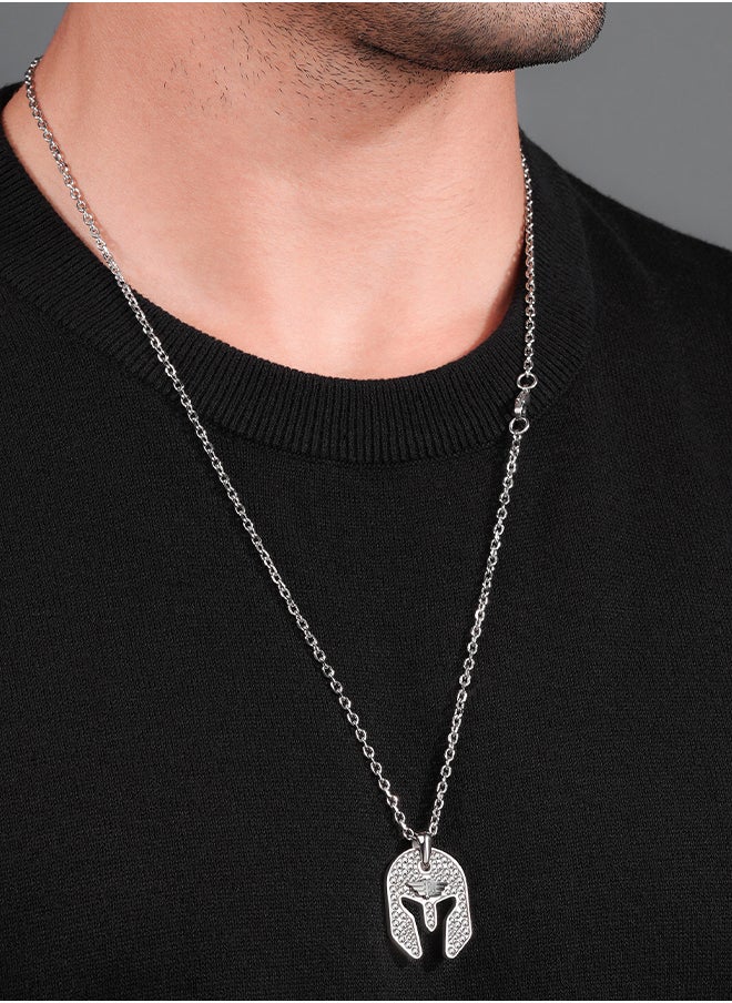 Armor Stainless Steel Gents Necklace Grey With CrystalsPEAGN0032002