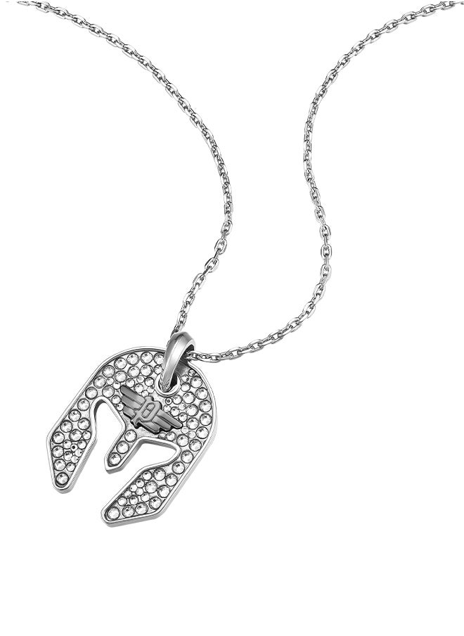 Armor Stainless Steel Gents Necklace Grey With CrystalsPEAGN0032002
