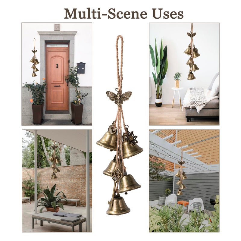 Ausicfen 2 Pieces Witch Bells for Door Knob for Protection Brass Bells Hanging Witchcraft Wicca Supplies Wreath Handmade Witch Bells Wiccan Magic Wind Chimes (Butterfly Vintage Bell) - Image 4