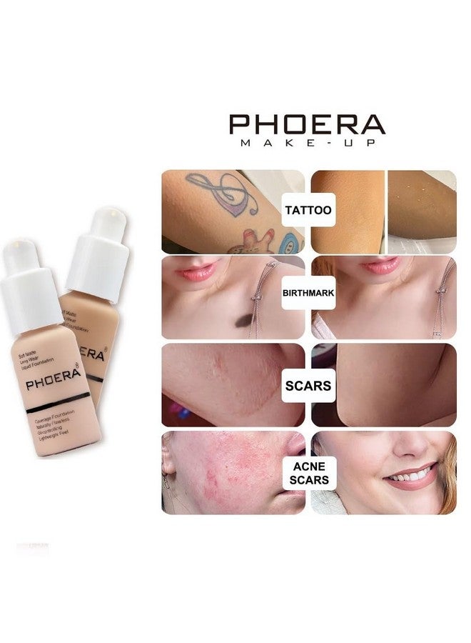 Phoera ® Full Coverage Foundation Soft Matte Oil Control Concealer 30Ml Flawless Cream Smooth Long Lasting (104 Buff Beige) - Image 3