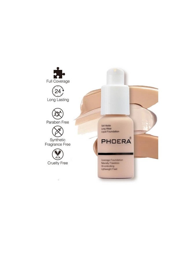 Phoera ® Full Coverage Foundation Soft Matte Oil Control Concealer 30Ml Flawless Cream Smooth Long Lasting (104 Buff Beige) - Image 4