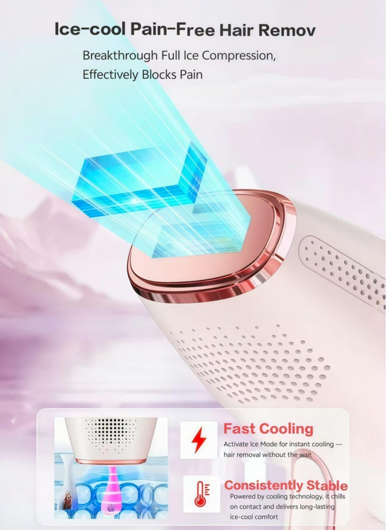 3-In-1 Home laser hair removal device with IPL technology and cooling function for painless hair removal/Skin rejuvenation/Remove spots and fine acne,Using photorejuvenation light source, infrared light activates collagen, reduces wrinkles and restores skin elasticity. - Image 3