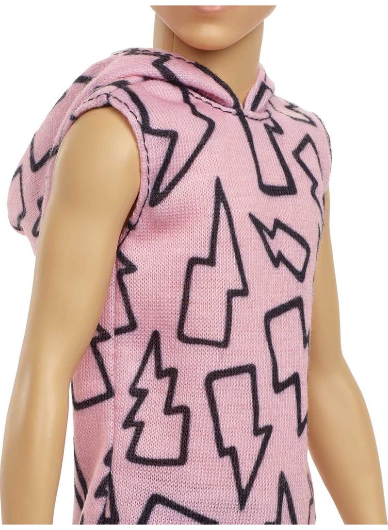 Barbie Ken Doll #193, Slender, Rooted Brown Hair, Lightning Bolt Hoodie, Black Pants, Slip-On Shoes, for Kids 3 to 8 Years Old - Image 5