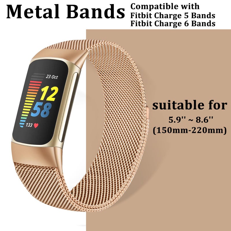 surundo Compatible with Fitbit Charge 6/Charge 5 Bands for Wmen Men, Metal Mesh Milanese Loop Adjustable Strap Replacement for Fitbit Charge 6/Charge 5 Advanced Fitness & Health Trackers - Image 5
