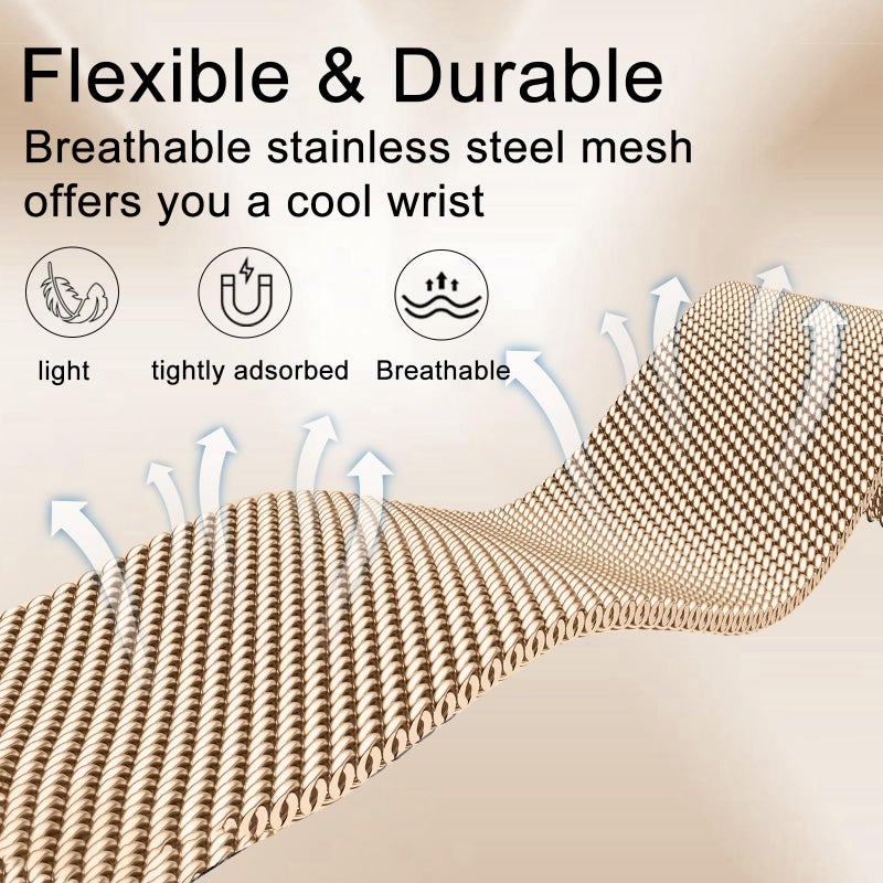 surundo Compatible with Fitbit Charge 6/Charge 5 Bands for Wmen Men, Metal Mesh Milanese Loop Adjustable Strap Replacement for Fitbit Charge 6/Charge 5 Advanced Fitness & Health Trackers - Image 3