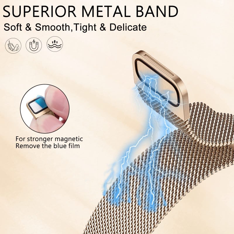 surundo Compatible with Fitbit Charge 6/Charge 5 Bands for Wmen Men, Metal Mesh Milanese Loop Adjustable Strap Replacement for Fitbit Charge 6/Charge 5 Advanced Fitness & Health Trackers - Image 2