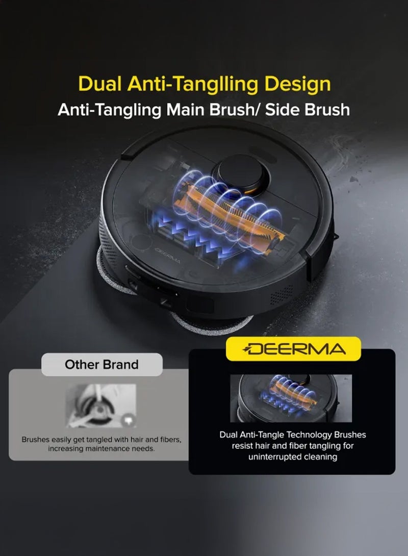 Deerma Self- CleaningRobot Vacuum Cleaner with 13000 Pa Suction, Dual Anti-Tangle Brush, and 75℃ Hot Air Drying X70- Black 45 W DEM-X70 black - Image 5