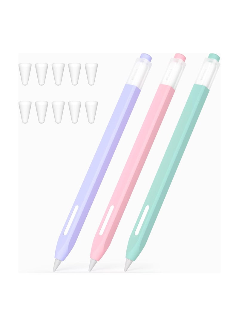 SOLARAE [3 Pack] Pencil Case for Apple Pencil 2nd Generation Case, Classic Design, Durable Silicone Case, [with 10 Silicone Tip Cover], for Apple Pencil 2nd Generation - Image 1