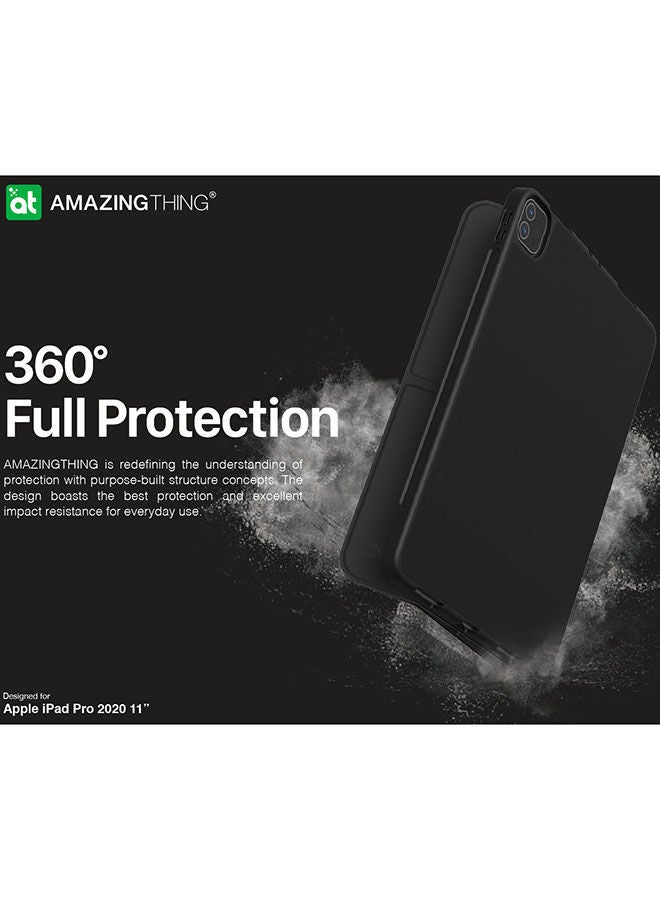 NIBEMINENT Gentle Folio Smart Case Cover For Apple iPad Pro 11-Inch (2020) Black  - Image 2