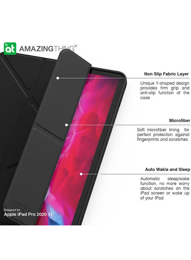 NIBEMINENT Gentle Folio Smart Case Cover For Apple iPad Pro 11-Inch (2020) Black  - Image 3