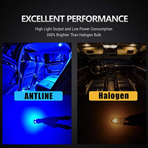 Antline 194 168 2825 W5W T10 194A LED Bulbs Blue, Ultra Bright Error Free 9-SMD 2835 Chipsets Replacement for Car Interior Dome Map Door Courtesy License Plate Lights (Pack of 10) - Image 2