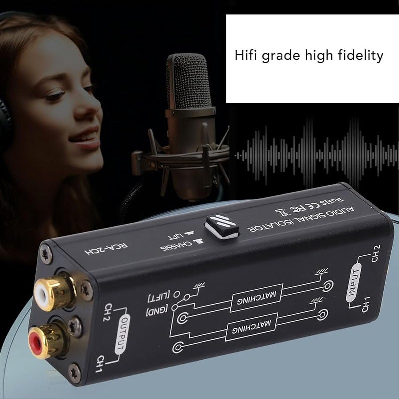 2 Channel Ground Loop Noise Isolator Eliminator for Car Audio Home Theater Stereo System - Image 1