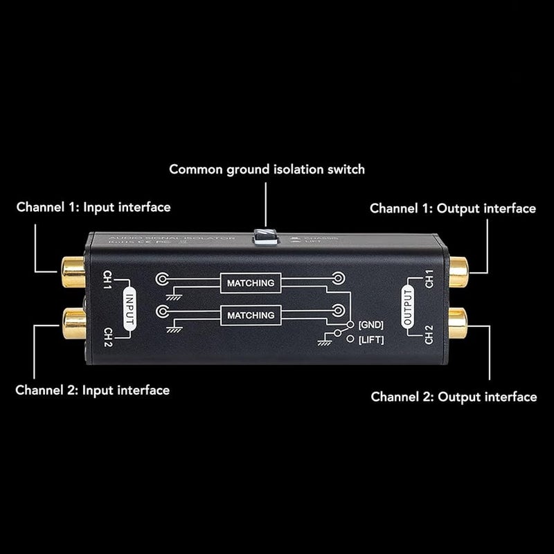 2 Channel Ground Loop Noise Isolator Eliminator for Car Audio Home Theater Stereo System - Image 5