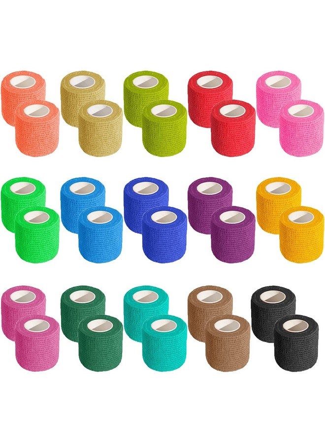 KISEER 30 Pack 2 Inch x 5 Yards Self Adhesive Bandage Assorted Color Breathable Cohesive Bandage Wrap Rolls Elastic Self-Adherent Tape for Stretch Athletic, Sports, Wrist, Ankle - Image 1