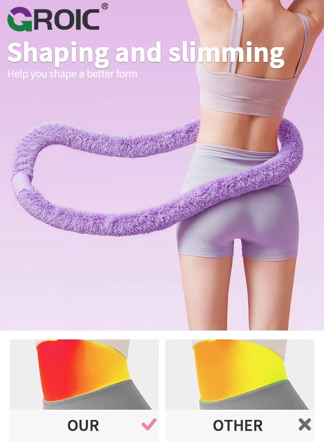 GROIC Weighted Soft Spring Hula Hoop for Adults, 2.5kg Soft Exercise Hoop for Weight Loss,Pain-Free Exercise & Fitness Hoop for Women Beginners Home Travel Gym Workout, Faux Rabbit Fur Hula Hoop(Purple) - Image 4