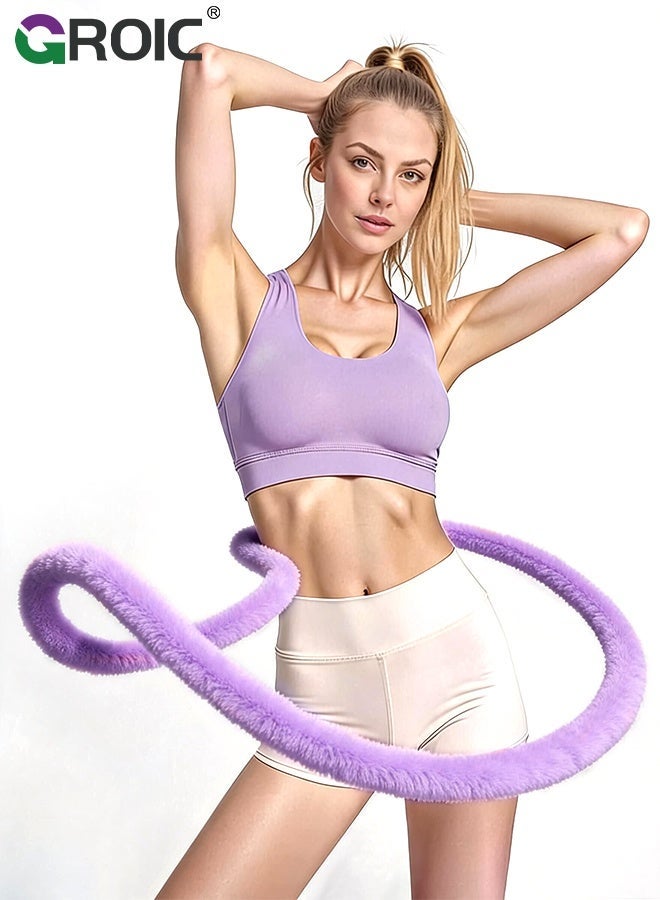 GROIC Weighted Soft Spring Hula Hoop for Adults, 2.5kg Soft Exercise Hoop for Weight Loss,Pain-Free Exercise & Fitness Hoop for Women Beginners Home Travel Gym Workout, Faux Rabbit Fur Hula Hoop(Purple) - Image 1