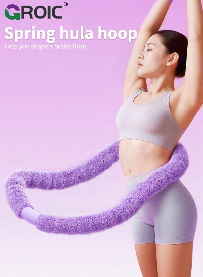GROIC Weighted Soft Spring Hula Hoop for Adults, 2.5kg Soft Exercise Hoop for Weight Loss,Pain-Free Exercise & Fitness Hoop for Women Beginners Home Travel Gym Workout, Faux Rabbit Fur Hula Hoop(Purple) - Image 2